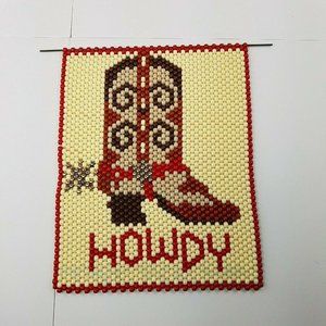Howdy Beaded Wall Hanging Cowboy Boots Western